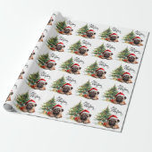 Kerstthema Pug Cadeaupapier (Uitgerold)