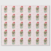 Kerstthema Pug Cadeaupapier (Vlak)