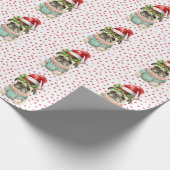 Kerstthema Pug Cadeaupapier (Hoek)