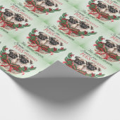 Kerstthema Pug Cadeaupapier (Hoek)