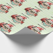 Kerstthema Pug Cadeaupapier (Hoek)