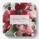 Kerstthema Rood Bloemstuk Bruiloft Papieren Bordje (Voorkant)