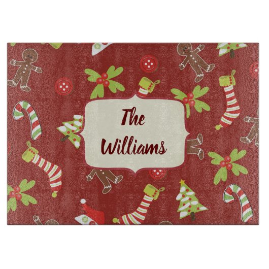 Kerstthema rood en groen snijplank (Voorkant)