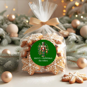 Kerstthema Schattige Notenkraker Retro Typografie Ronde Sticker
