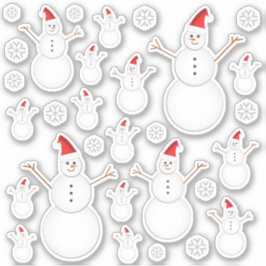 Kerstthema Sneeuwman & Sneeuwvlok Stickers