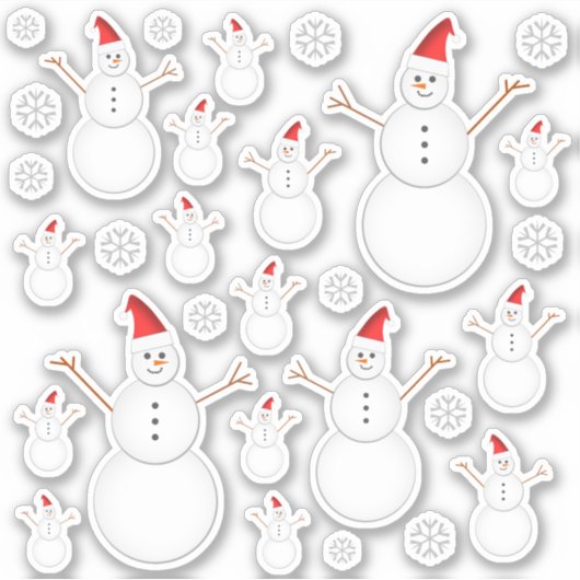 Kerstthema Sneeuwman & Sneeuwvlok Stickers (Voorkant)