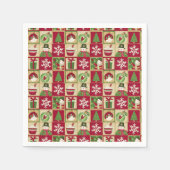 Kerstthema Snowman Snowflakes Red Green Gold Servet (Voorkant)