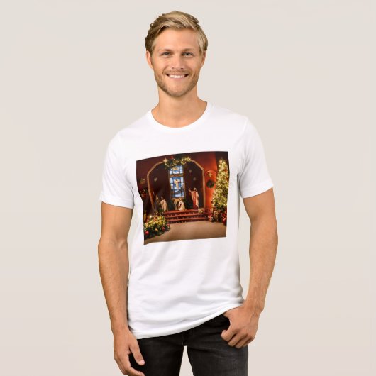 kerstthema Tri-Blend shirt (Voorkant volledig)