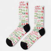 Kerstthema typografiepatroon sokken (Links)