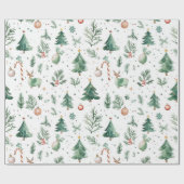 Kerstthema vakantie symbolen patroon cadeaupapier (Vlak)