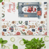 Kerstthema van de luchthaven met de Kerstman Theedoek (Gevouwen)