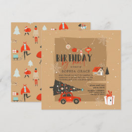 Kerstthema verjaardag uitnodiging per post