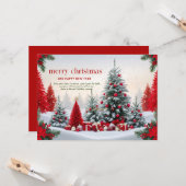 Kerstthema versierd landschap kaart (Voorkant / Achterkant in situ)