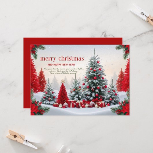Kerstthema versierd landschap kaart (Voorkant / Achterkant in situ)