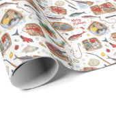 Kerstthema vissen cadeaupapier (Rol Hoek)