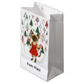 Kerstthema voor kattenliefhebbers klein cadeauzakje (Voorkant Gekanteld)