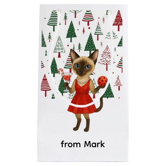 Kerstthema voor kattenliefhebbers klein cadeauzakje (Voorkant)