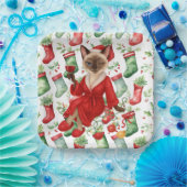 Kerstthema voor Siamese kattenliefhebbers Papieren Bordje (Feest)