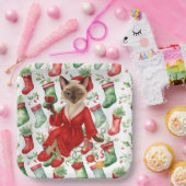 Kerstthema voor Siamese kattenliefhebbers Papieren Bordje (Feest)