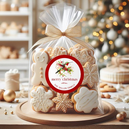 Kerstthema Vrolijk Kerstfeest Kolibrie Ronde Sticker