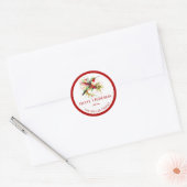 Kerstthema Vrolijk Kerstfeest Kolibrie Ronde Sticker (Envelop)