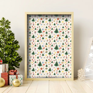 Kerstthema Waterverf Gezellig Whimsical Behang
