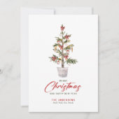 Kerstthema Waterverven Vakantieboom Kaart (Voorkant)