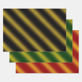 Kerstthema: Wavy Gold en Black, groen, rood Inpakpapier Vel