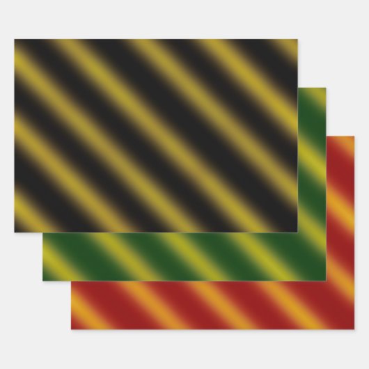 Kerstthema: Wavy Gold en Black, groen, rood Inpakpapier Vel (Set)