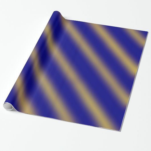 Kerstthema Wavy Pattern Gold & Blue Cadeaupapier (Uitgerold)