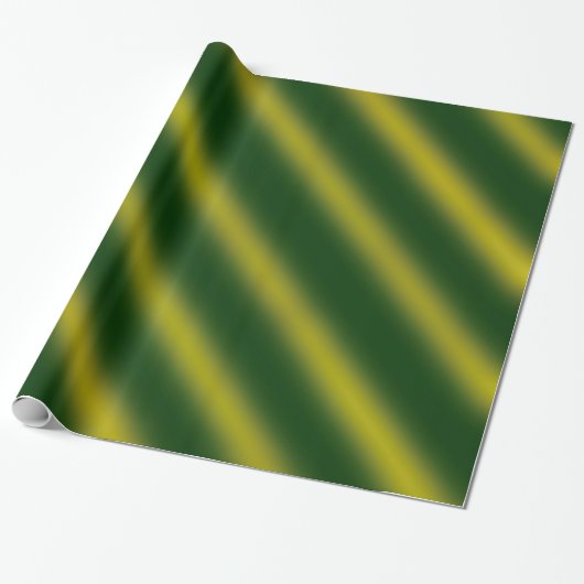 Kerstthema Wavy Pattern Gold en Green Cadeaupapier (Uitgerold)