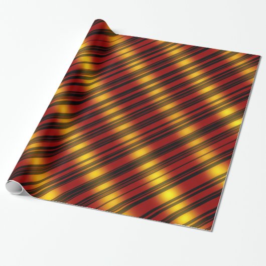 kerstthema Wavy Pattern Gold & Red & Black, Cadeaupapier (Uitgerold)