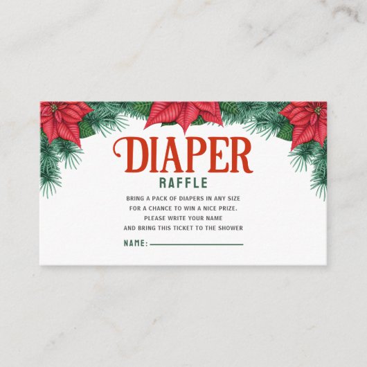 Kerstthema Winter Baby shower Luier Raffle Informatiekaartje (Voorkant)