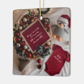 Kerstthema zwangerschapsaankondiging keramisch ornament (Links)