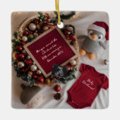 Kerstthema zwangerschapsaankondiging keramisch ornament (Voorkant)