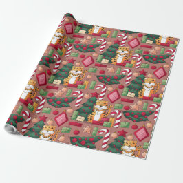 kerstthematroon cadeaupapier