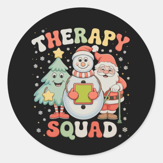 Kersttherapie Squad SLP OT PT Crew Santa Xmas Ronde Sticker (Voorkant)