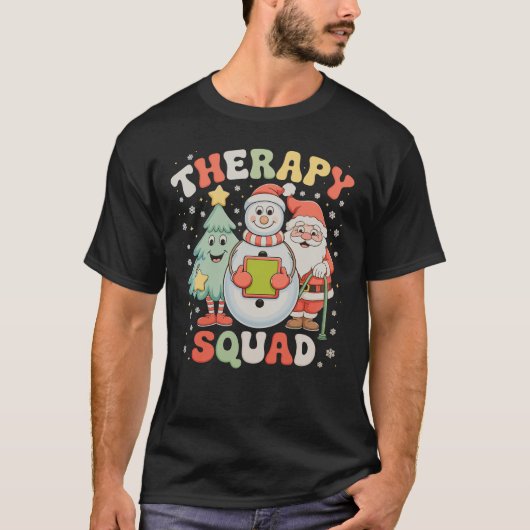Kersttherapie Squad SLP OT PT Crew Santa Xmas T-shirt (Voorkant)