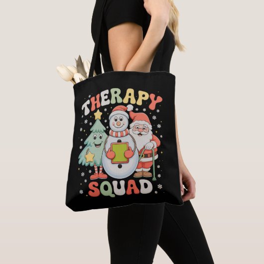Kersttherapie Squad SLP OT PT Crew Santa Xmas Tote Bag (Dichtbij)