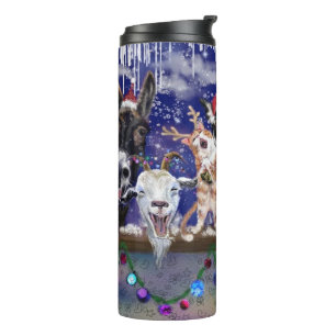 Kerstthermische getumbler met Funny Animal Party Thermosbeker