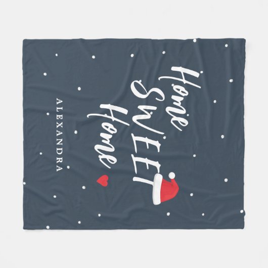 Kerstthuis zoete kerstman — aangepaste naam fleece deken (Voorkant (Horizontaal))