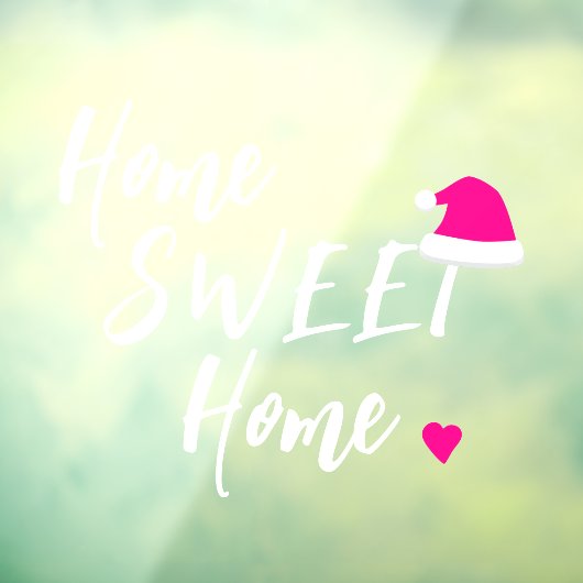 Kerstthuis zoete roze thuisbasis Santa hat Raamsticker (Vel 3)