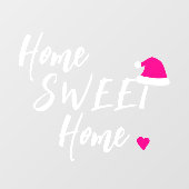 Kerstthuis zoete roze thuisbasis Santa hat Raamsticker (Vel)