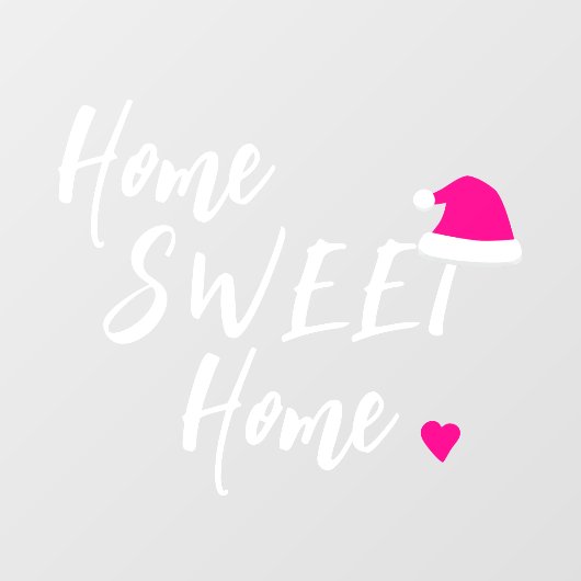 Kerstthuis zoete roze thuisbasis Santa hat Raamsticker (Vel)