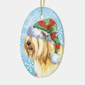 KerstTibetaanse Terrier Keramisch Ornament (Links)