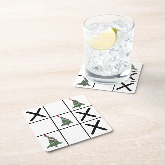 kersttic Tac Toe Kartonnen Onderzetters (Insitu)