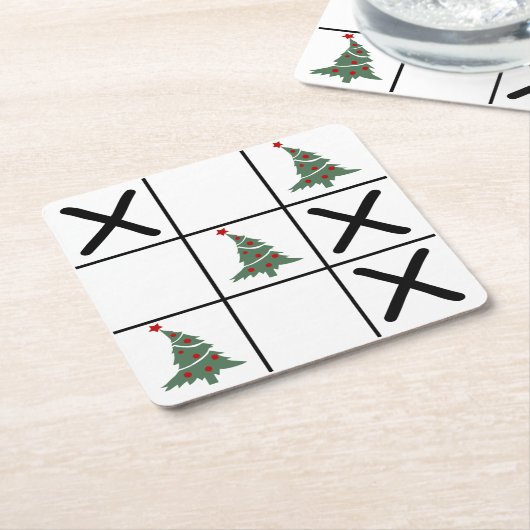 kersttic Tac Toe Kartonnen Onderzetters (Schuin)