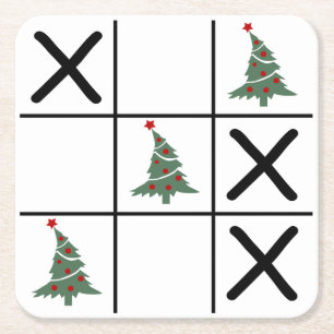 kersttic Tac Toe Kartonnen Onderzetters