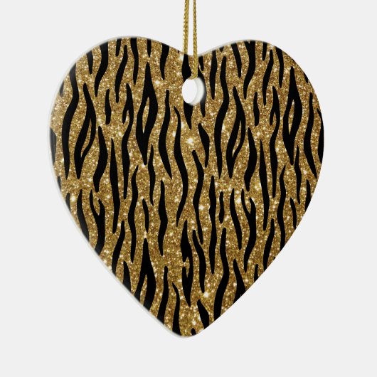 Kersttiger Glitter Hartvormige Afdruk Keramisch Ornament (Rechts)