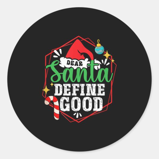 Kersttijd Beste Kerstman Definieer Goed Ronde Sticker (Voorkant)